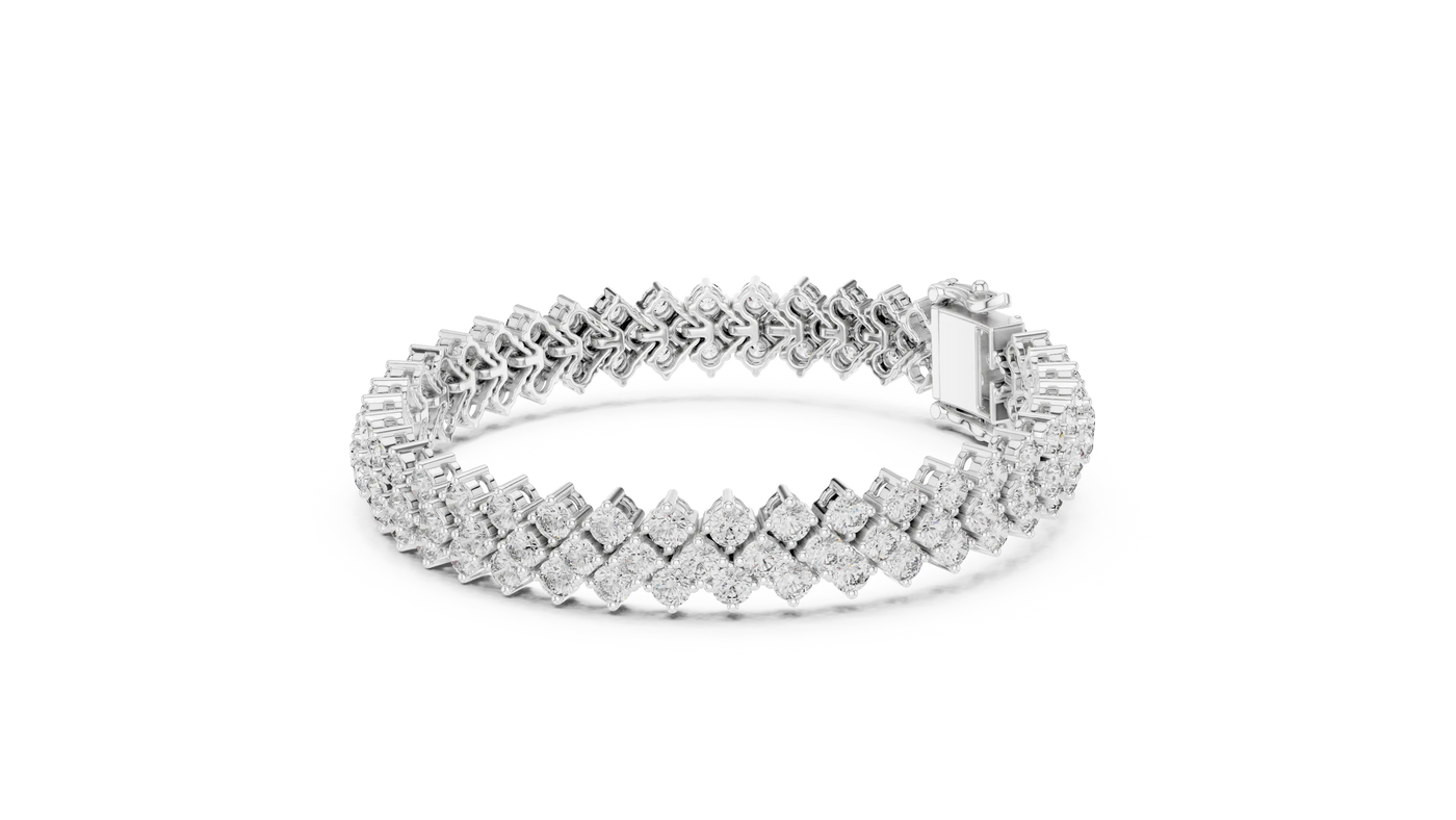Top View: Round Diamond Bracelet with Pave Setting in 14k White Gold - Lab Grown - Driona Jewels