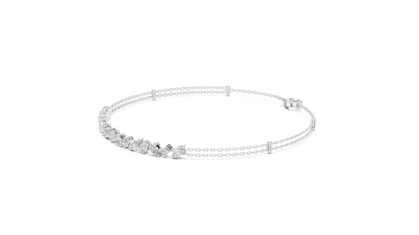 Top View: Round Diamond Bracelet with Pave Setting in 14k White Gold - Lab Grown - Driona Jewels