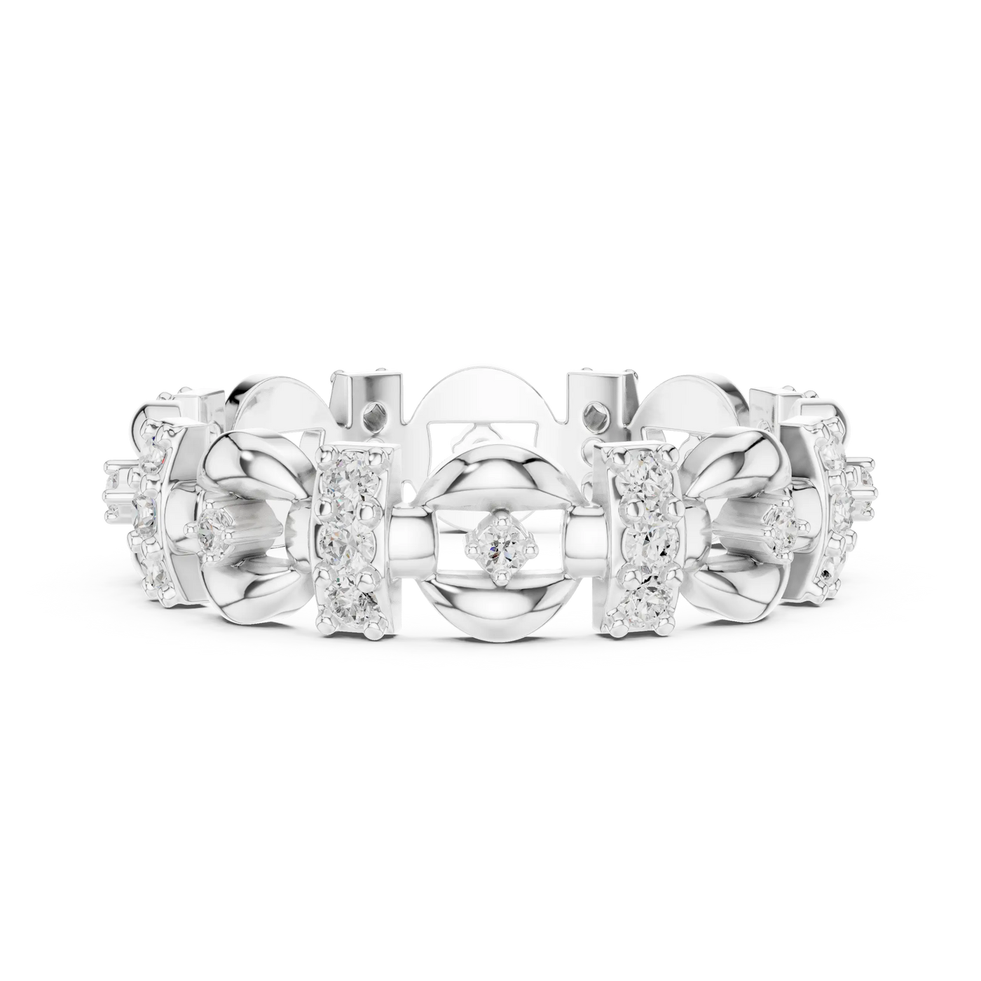Top View: Round Diamond Bracelet with Pave Setting in 14k White Gold - Lab Grown - Driona Jewels