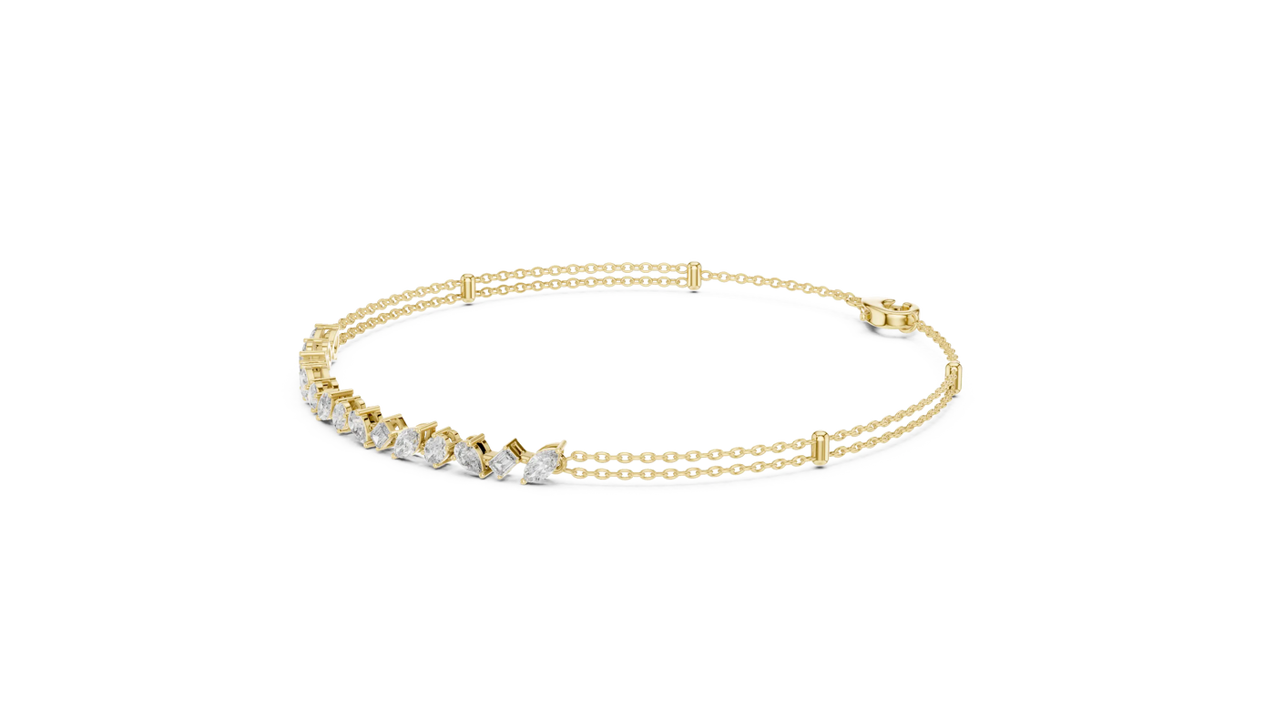Flat Lay: Round Diamond Bracelet with Pave Setting in 14k Yellow Gold - Lab Grown - Driona Jewels