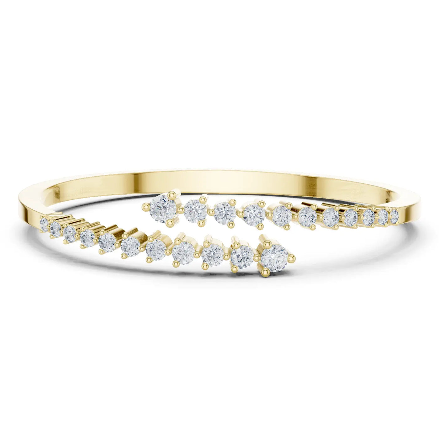 Front View: Round Diamond Bracelet with Pave Setting in 14k Yellow Gold - Lab Grown - Driona Jewels
