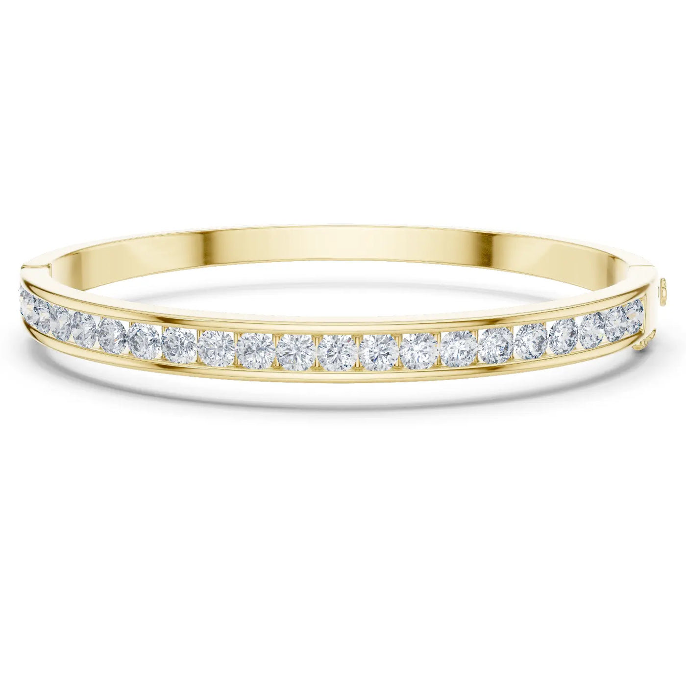 Front View: Round Diamond Bracelet with Pave Setting in 14k Yellow Gold - Lab Grown - Driona Jewels