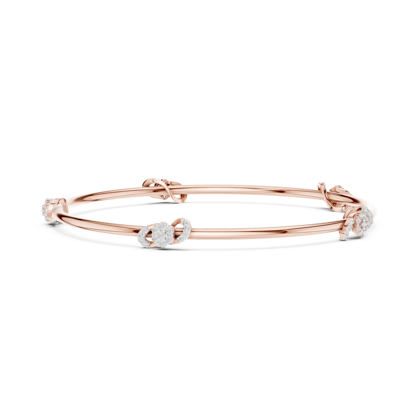 Front-View: Round Diamond Bracelet with Prong Setting in 14k Rose Gold - Lab Grown - Driona Jewels