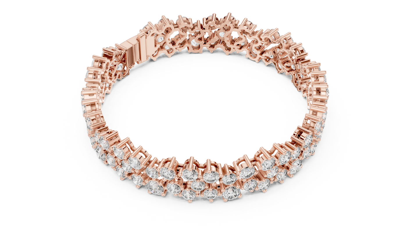 Top View: Round Diamond Bracelet with Prong Setting in 14k Rose Gold - Lab Grown - Driona Jewels