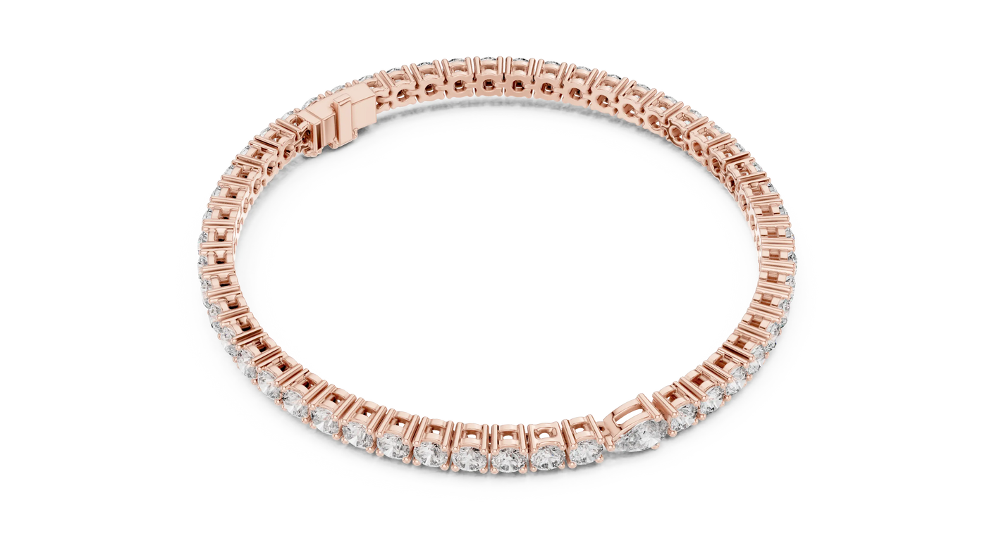 Top View: Round Diamond Bracelet with Prong Setting in 14k Rose Gold - Lab Grown - Driona Jewels