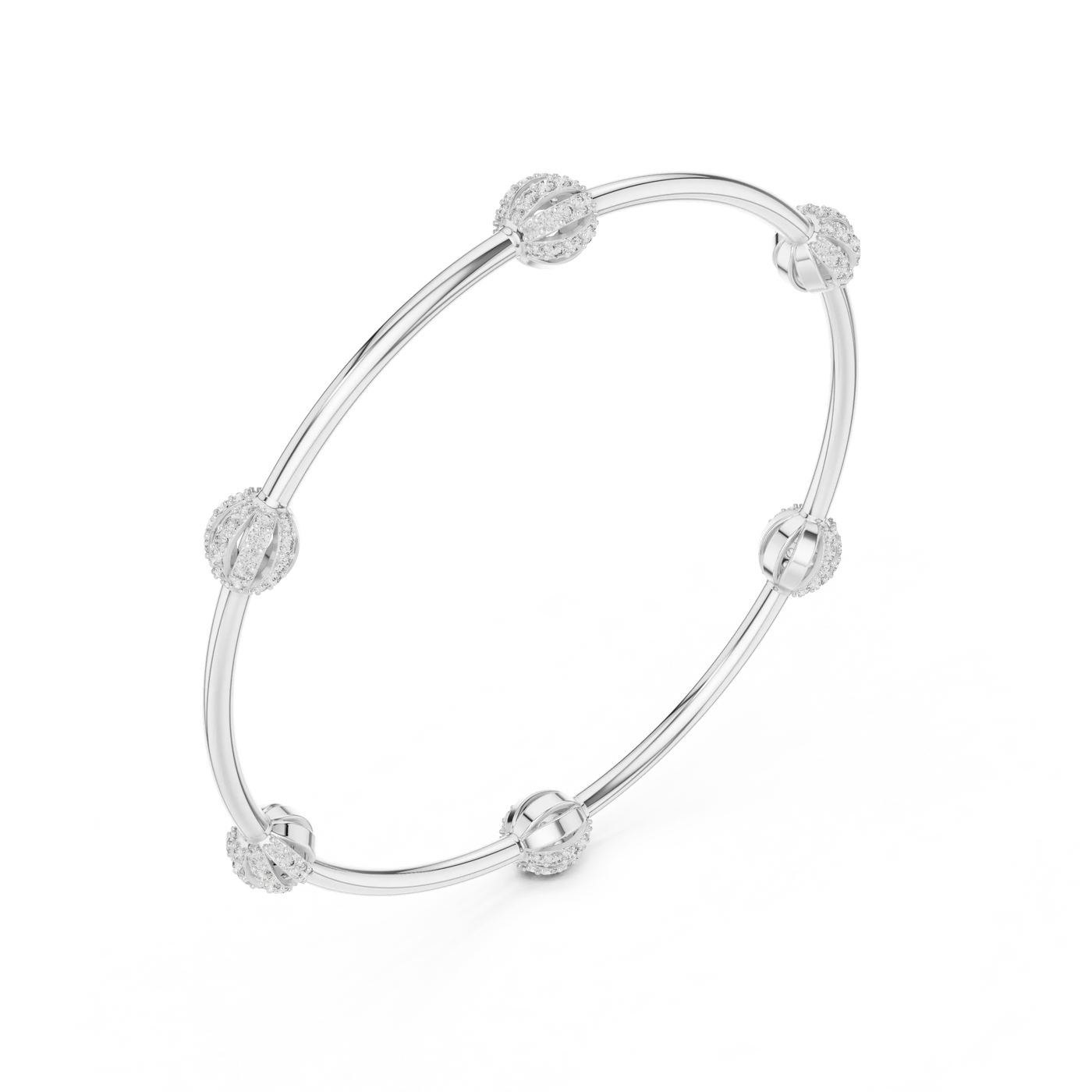 Three-quarter View: Round Diamond Bracelet with Prong Setting in 14k White Gold - Lab Grown - Driona Jewels