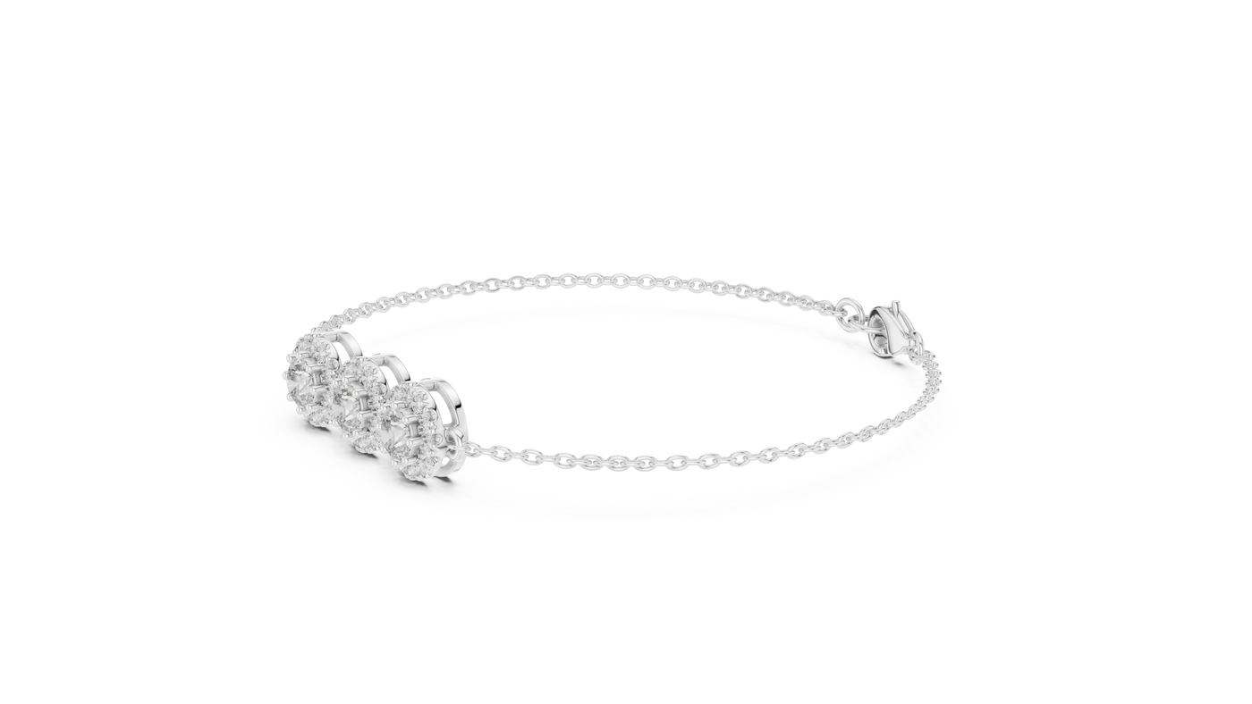 Three-quarter-view: Round Diamond Bracelet with Prong Setting in 14k White Gold - Lab Grown - Driona Jewels