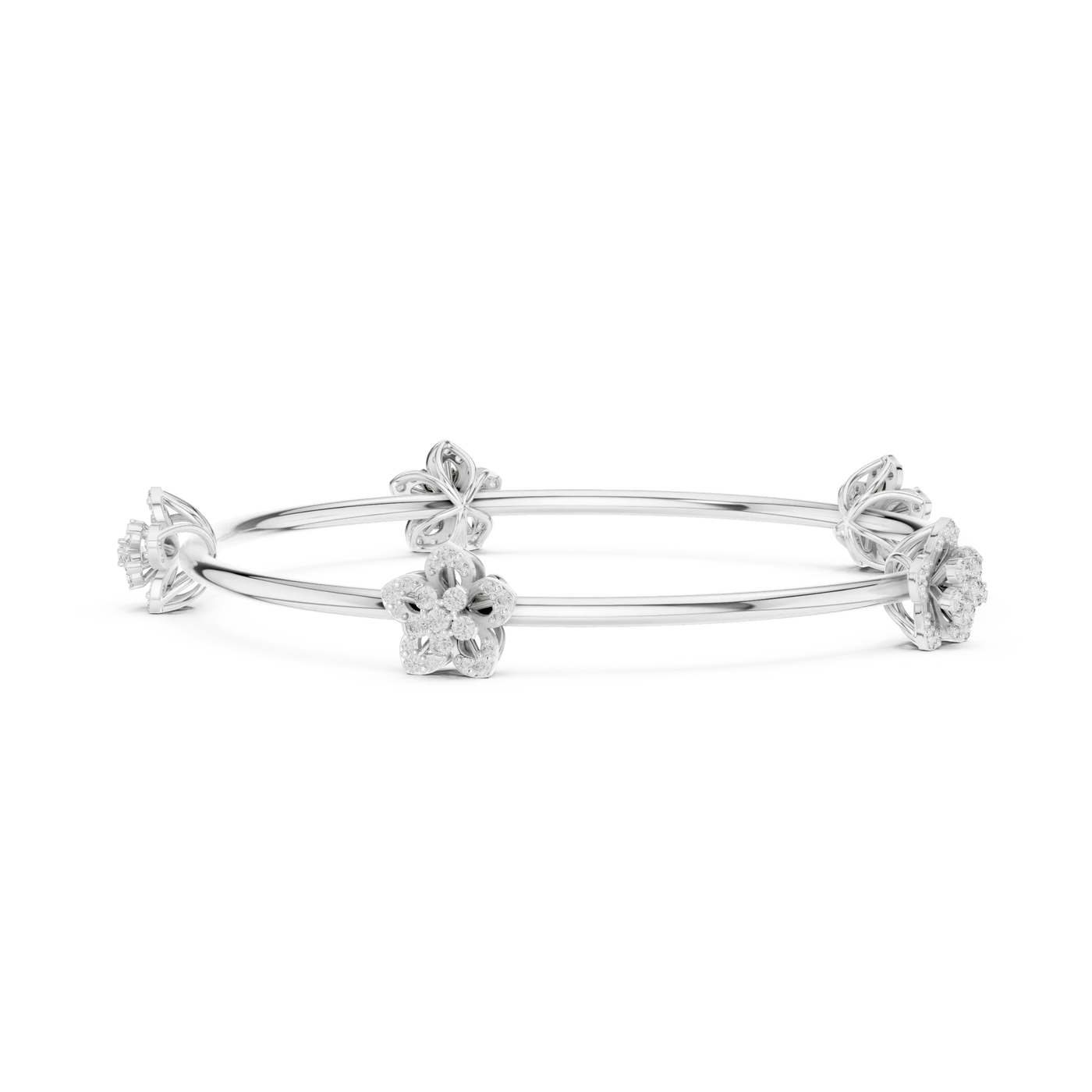 Top View: Round Diamond Bracelet with Prong Setting in 14k White Gold - Lab Grown - Driona Jewels