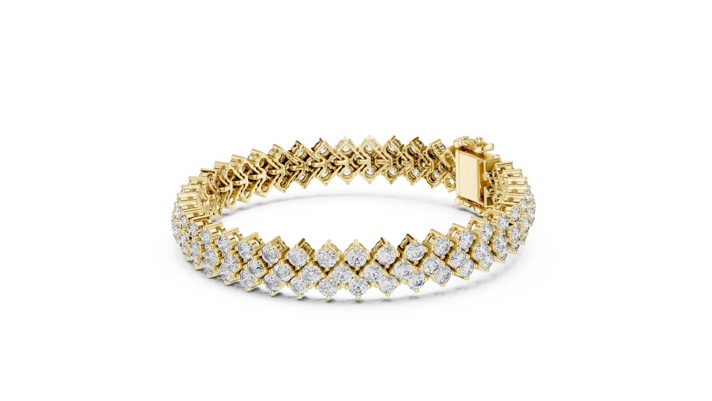 Flat Lay: Round Diamond Bracelet with Prong Setting in 14k Yellow Gold - Lab Grown - Driona Jewels
