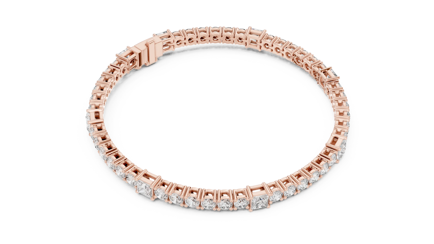 Front View: Round Diamond Bracelet with Tennis Setting in 14k Rose Gold - Lab Grown - Driona Jewels