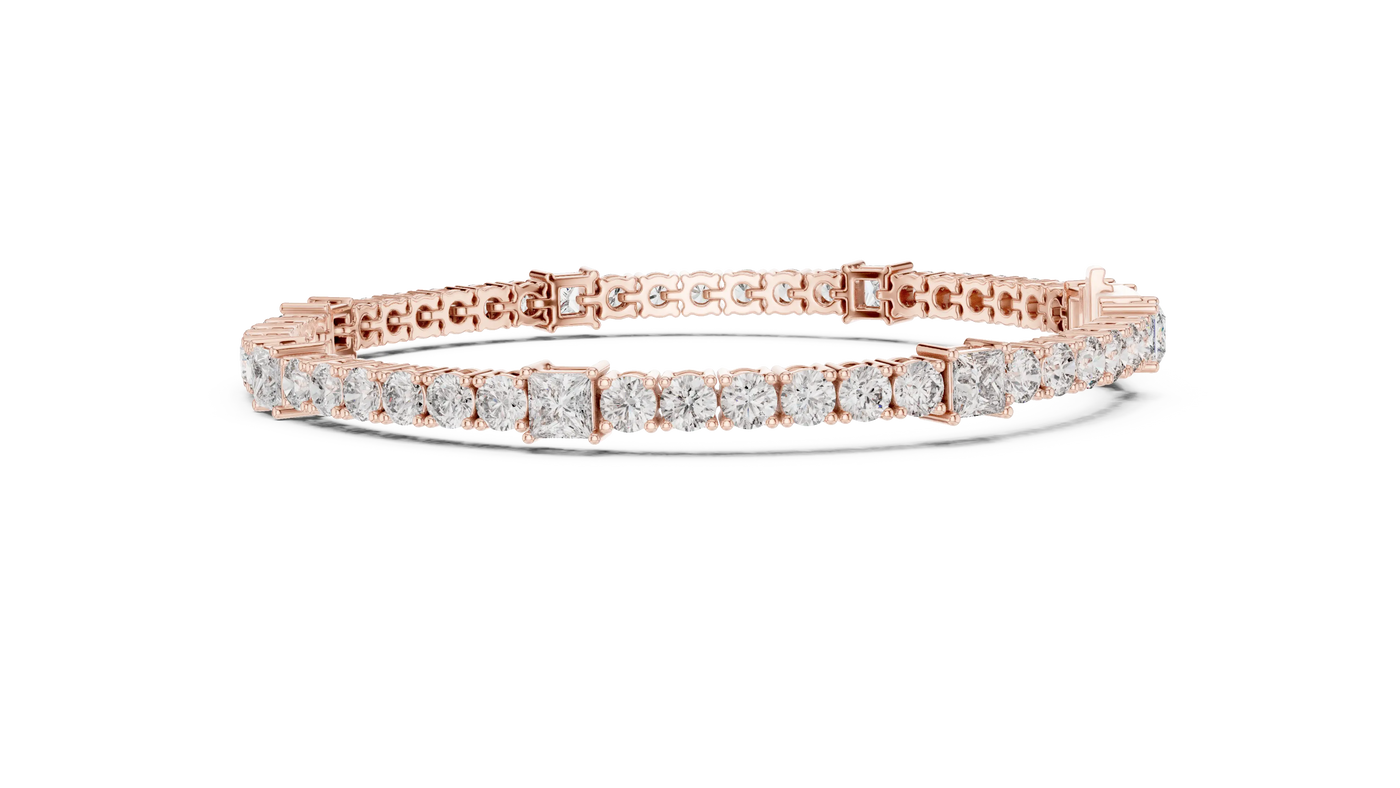 Front View: Round Diamond Bracelet with Tennis Setting in 14k Rose Gold - Lab Grown - Driona Jewels