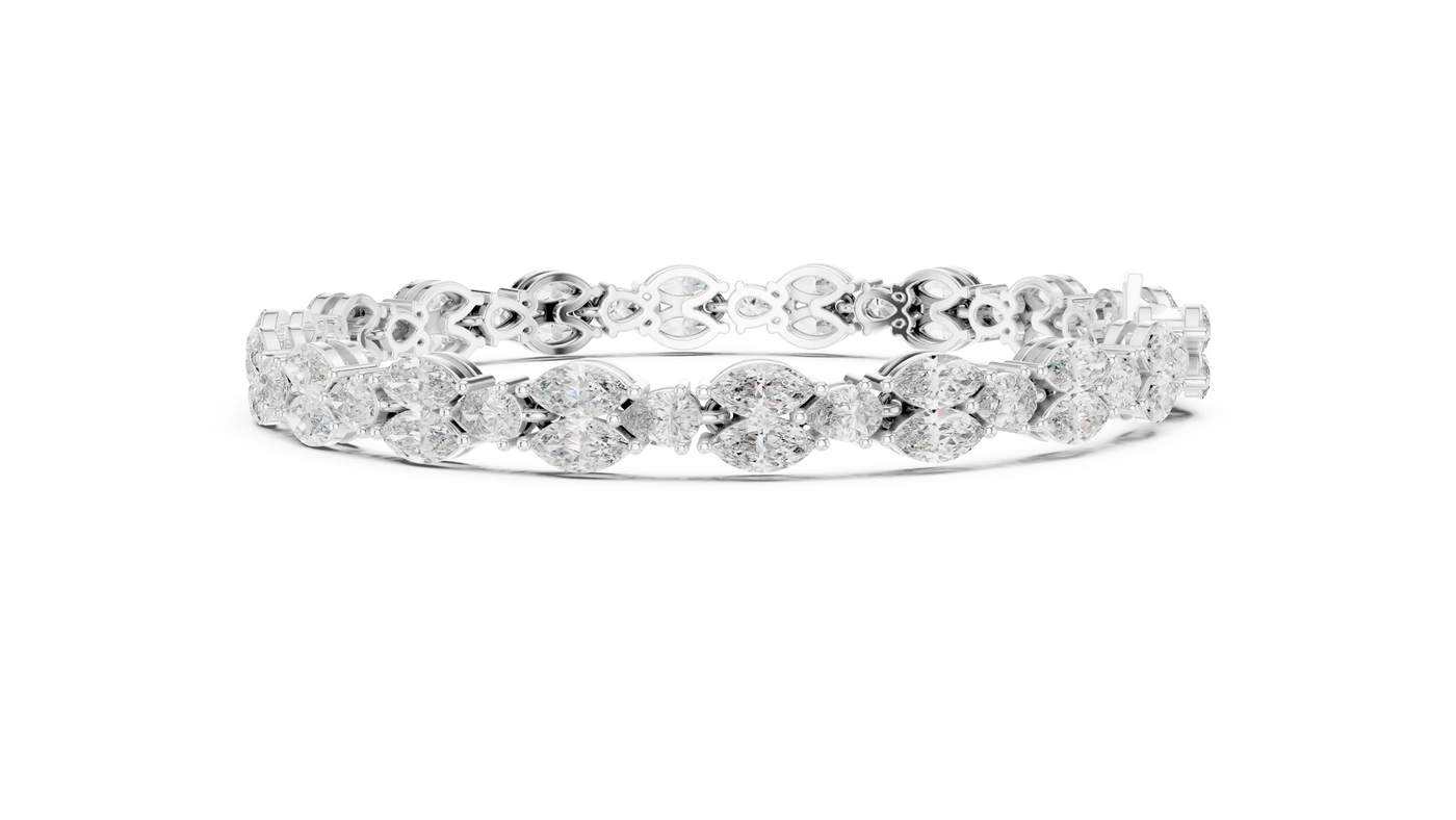 Front View: Round Diamond Bracelet with Tennis Setting in 14k White Gold - Lab Grown - Driona Jewels