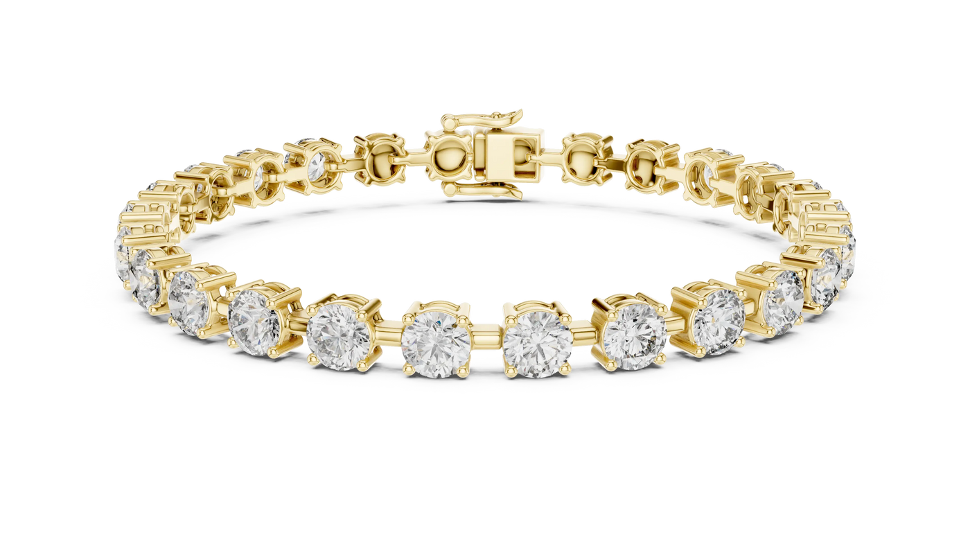 Front View: Round Diamond Bracelet with Tennis Setting in 14k Yellow Gold - Lab Grown - Driona Jewels