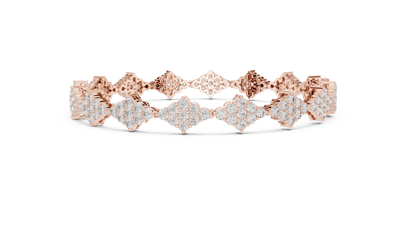 Top View: Square Diamond Bracelet with Pave Setting in 14k Rose Gold - Lab Grown - Driona Jewels