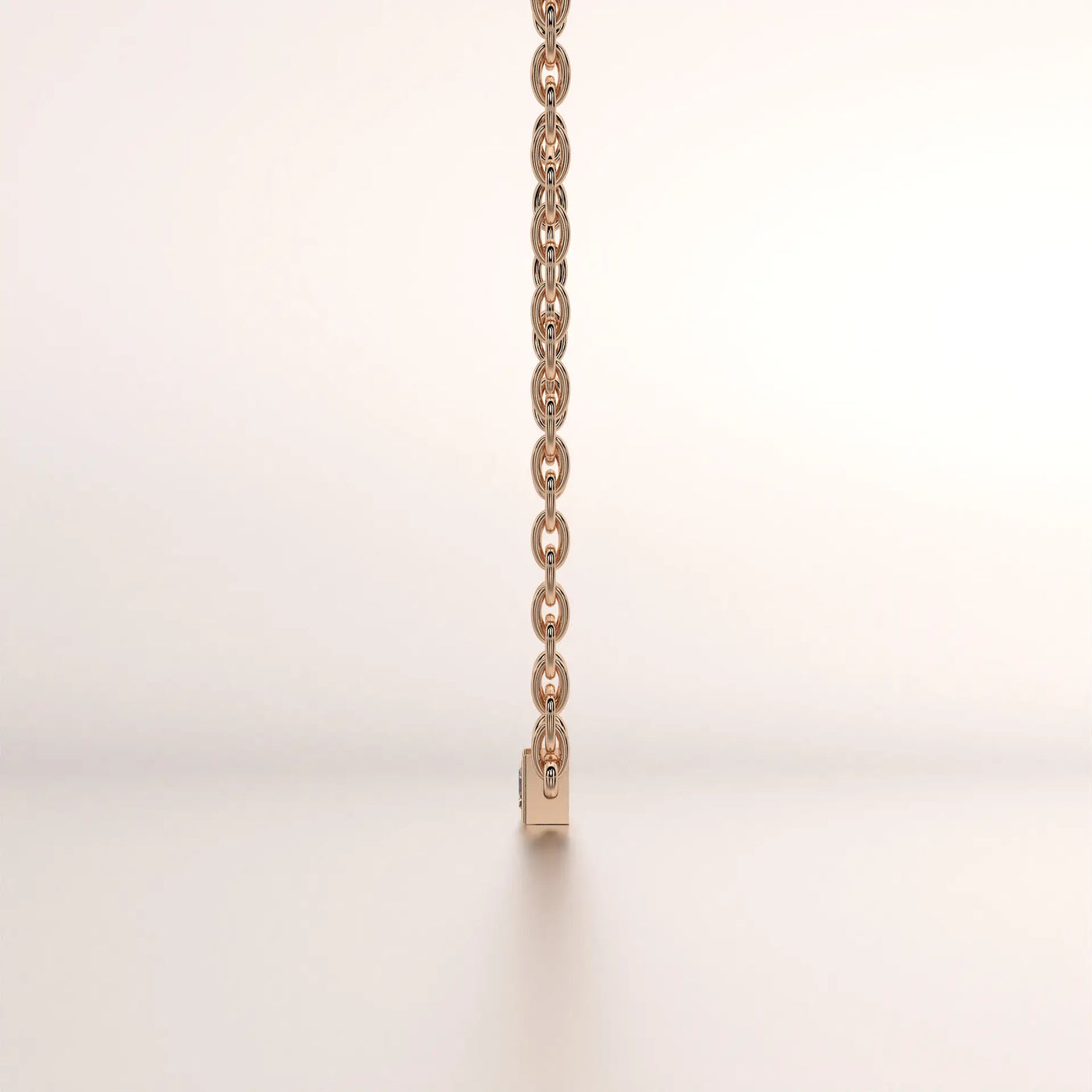Front View: Round Diamond Chain Pendant with Bezel Setting in 14k Rose Gold - Lab Grown - Driona Jewels