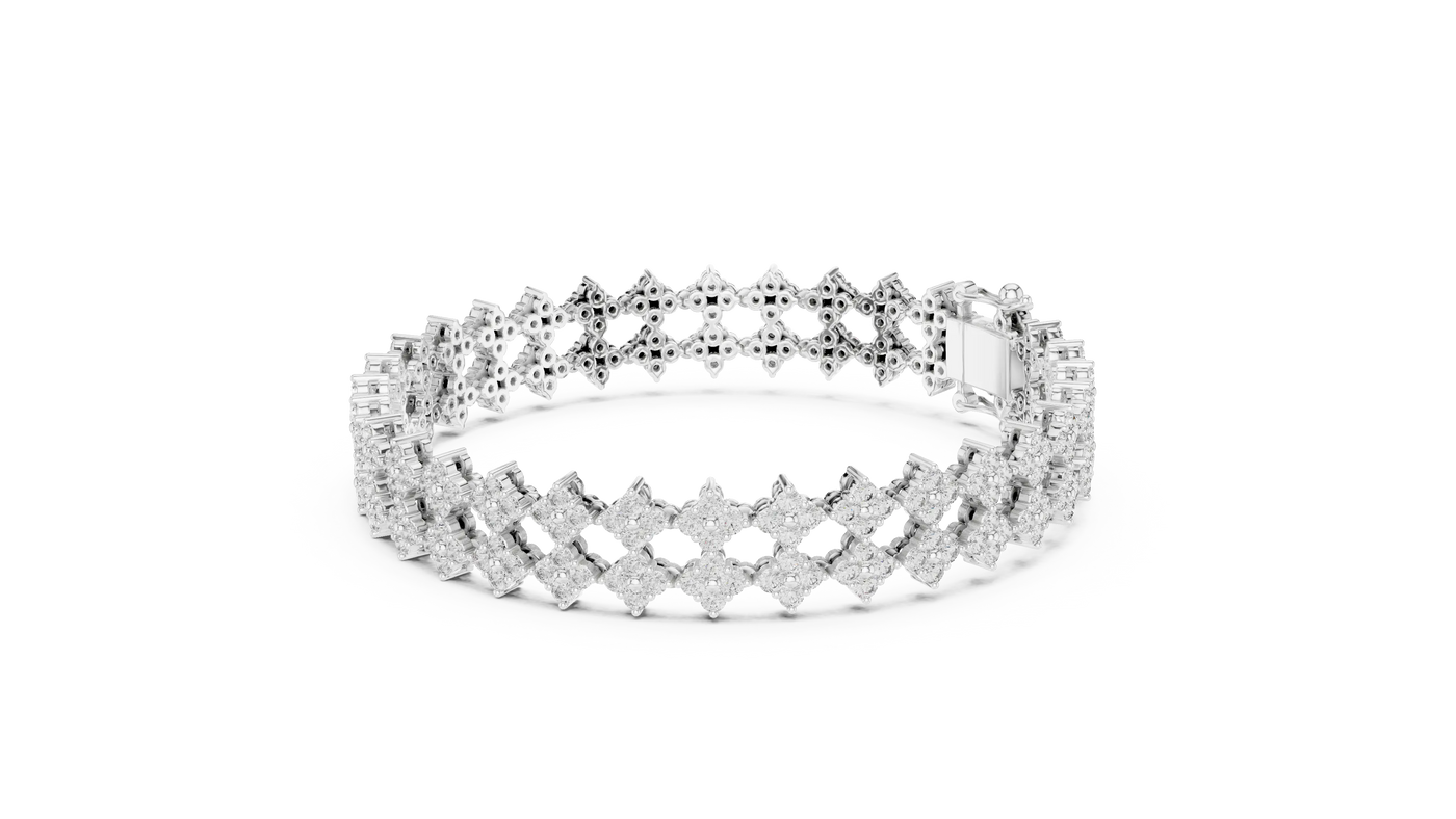 Top View: Round Diamond Crown with Pave Setting in 14k White Gold - Lab Grown - Driona Jewels
