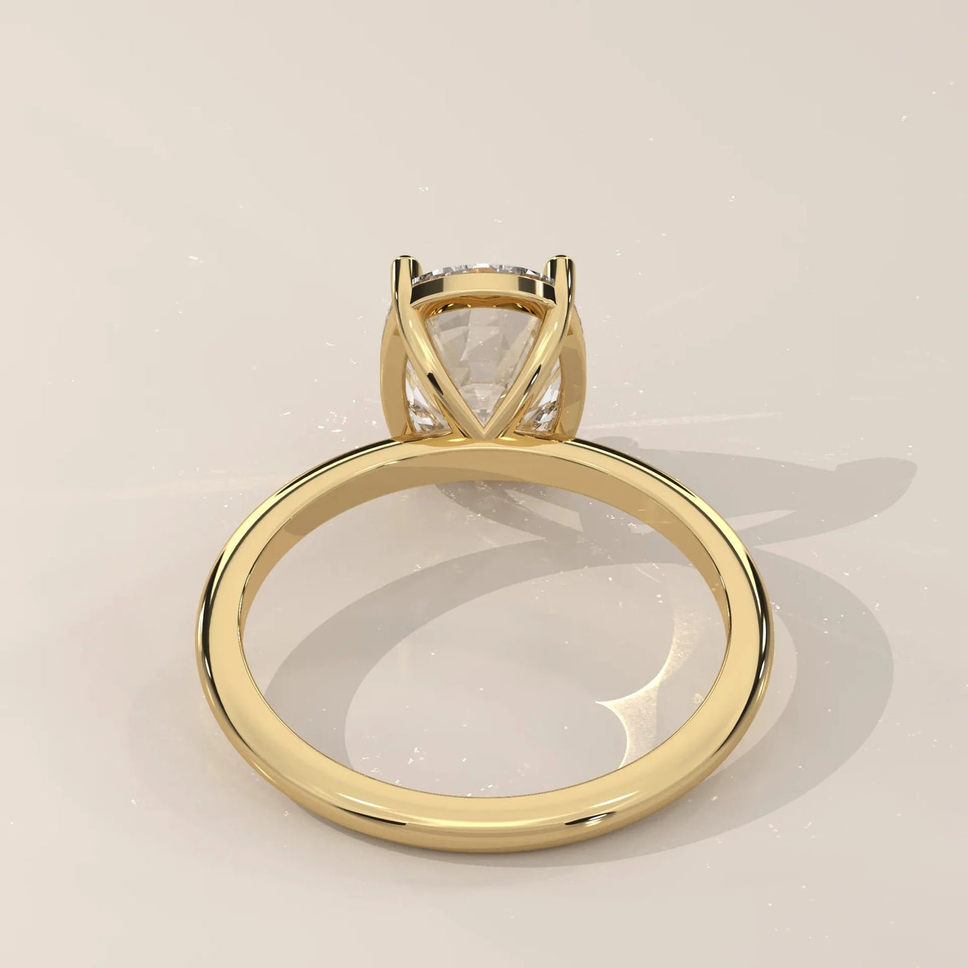 Side Profile: Cushion Diamond Ring with Solitaire Setting in Yellow Gold – Lab Grown – Driona Jewels