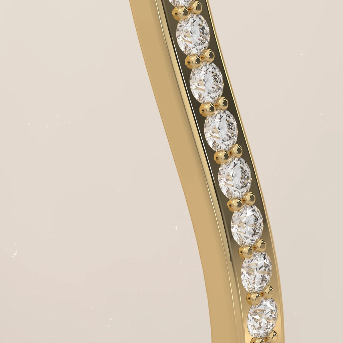 Round Lab Grown Diamond Pave Sphere Ring on a Pave Band in yellow gold, shown at an angle.