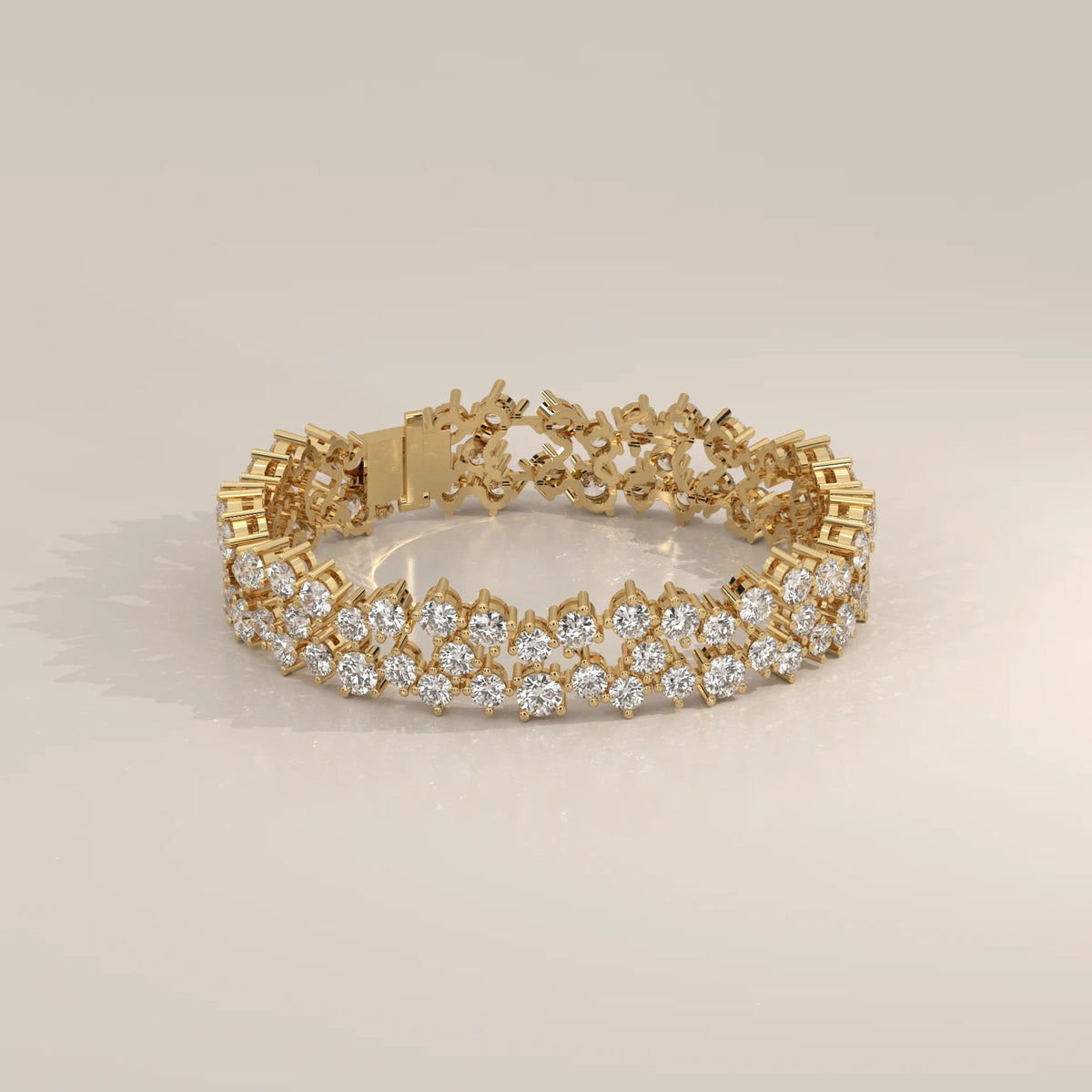A beautiful 14k gold bracelet encrusted with diamonds.