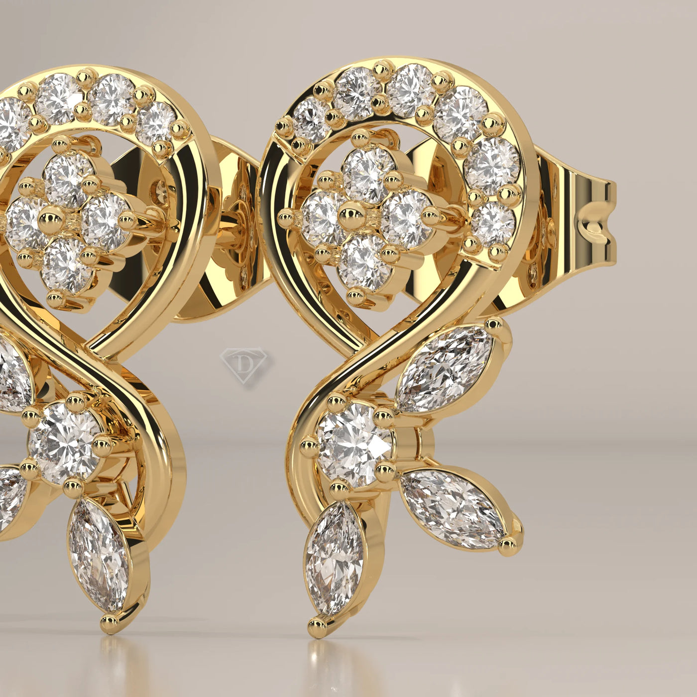 Stone Detail: Round Lab Grown Diamonds in Halo Setting – Yellow Gold – Driona Jewels