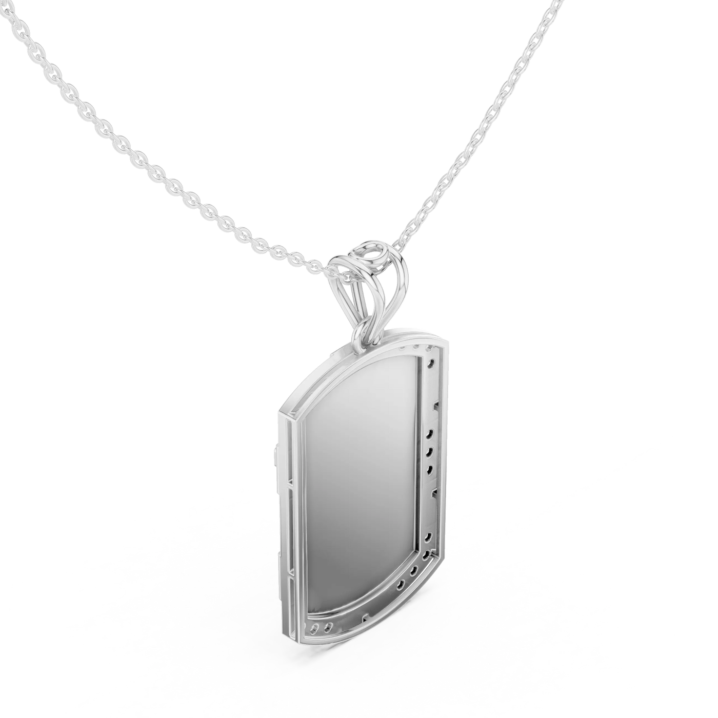 Front-View: Dog Tag Diamond with Prong Setting in 925 Silver - Lab Grown - Driona Jewels