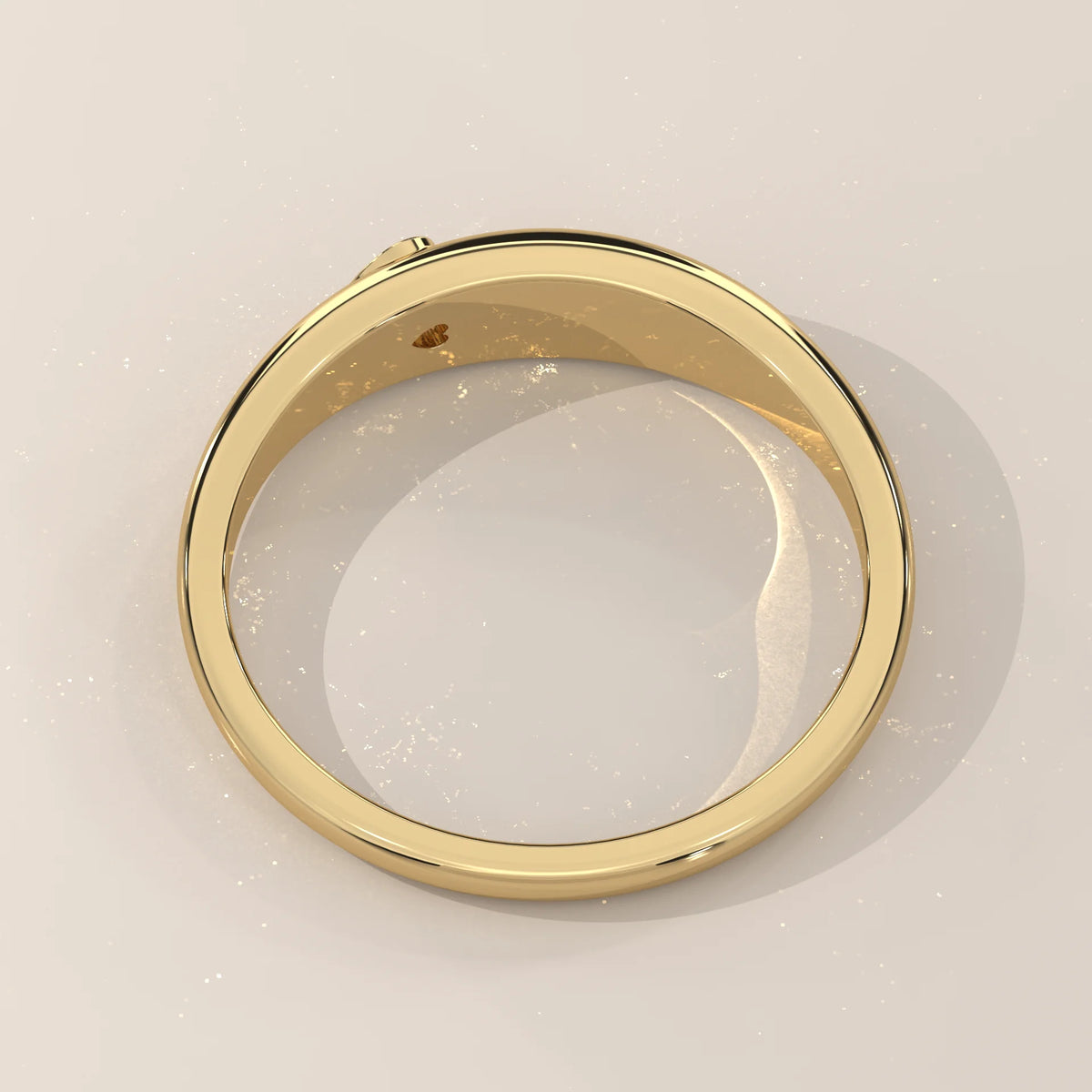 Domed Gold Band with a Small Flush Set Heart Diamond in yellow gold, shown on a plain background.