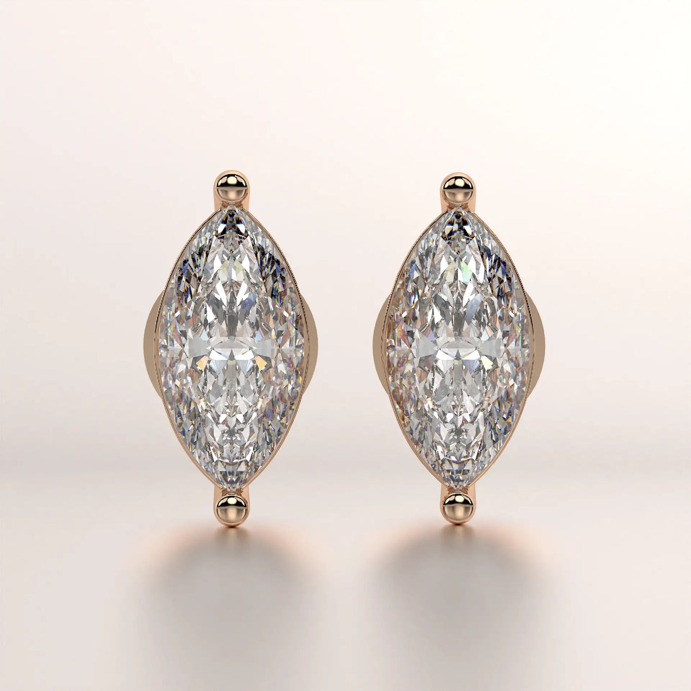 earring marquise diamond gold base front