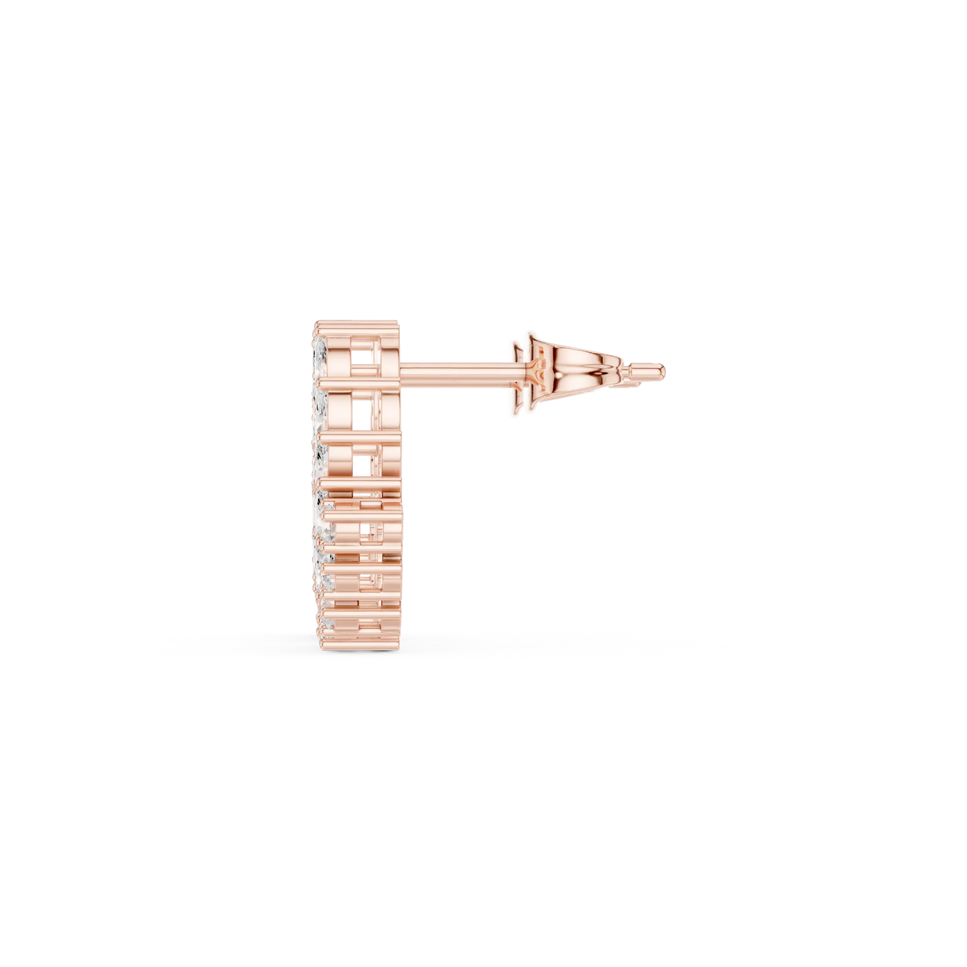 Side-Profile: Round Diamond Earring with Prong Setting in 14k Rose Gold - Lab Grown - Driona Jewels