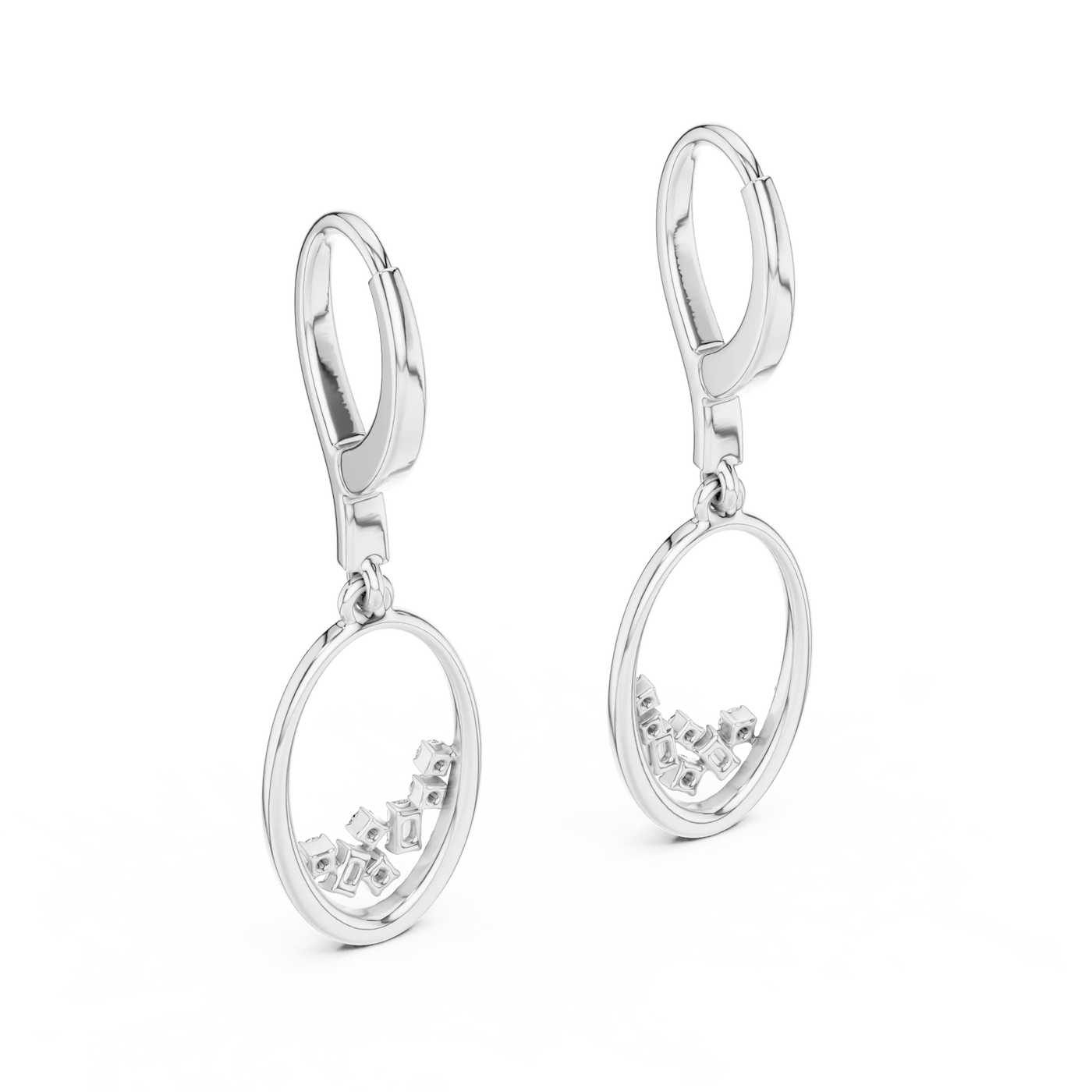 Pair-shot: Round Diamond Earrings with Prong Setting in 925 Silver - Lab Grown - Driona Jewels