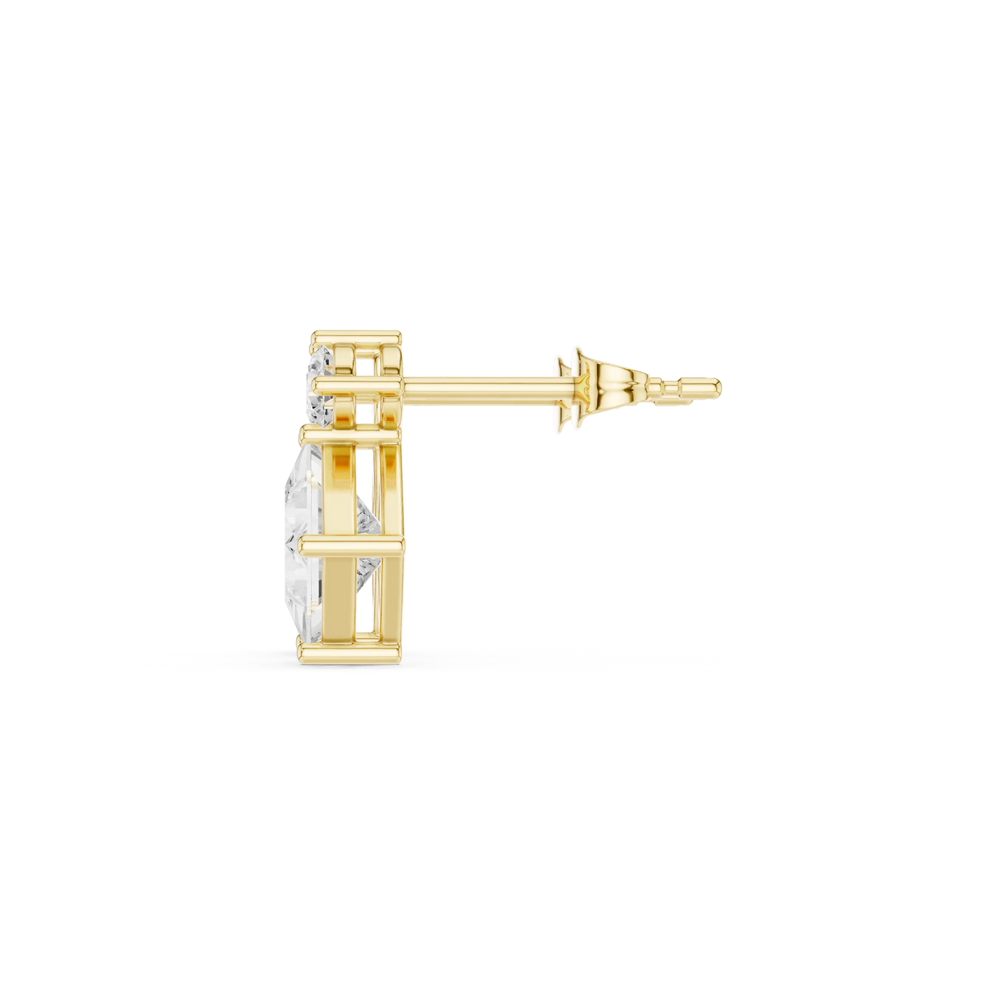 Side-Profile: Round Diamond Stud with Stud Setting in 14k Yellow Gold - Lab Grown - Driona Jewels