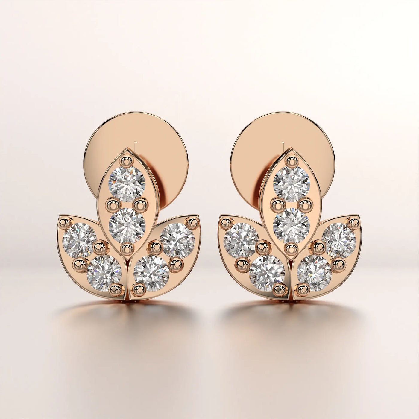 earring stud diamond rose gold 18k front