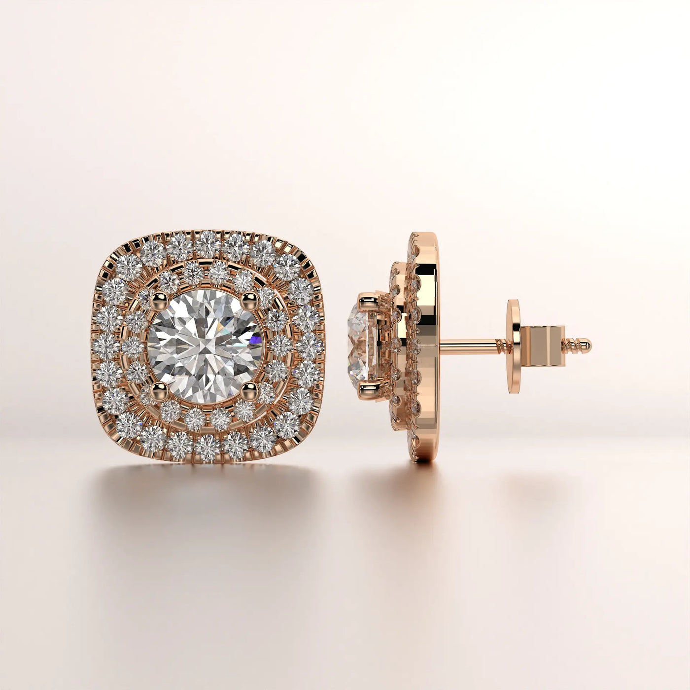 earring stud diamond rose gold base classic