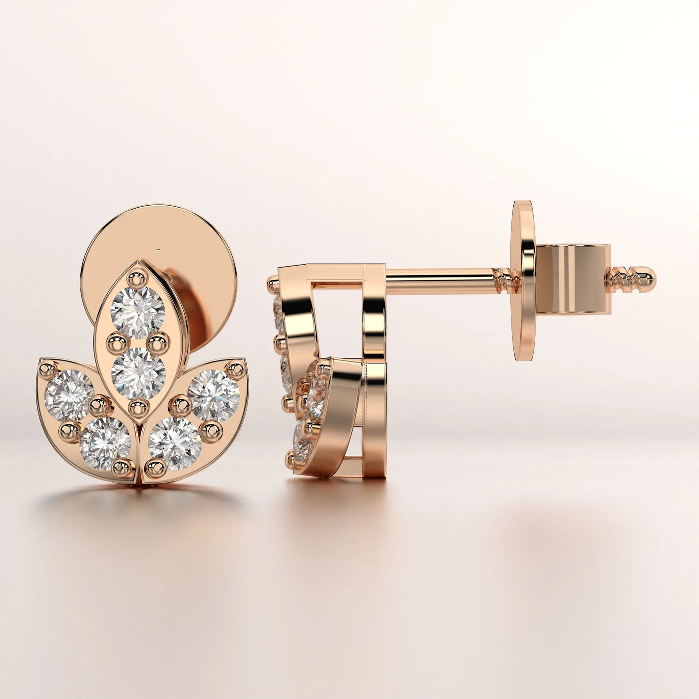 earring stud diamond rose gold base classic