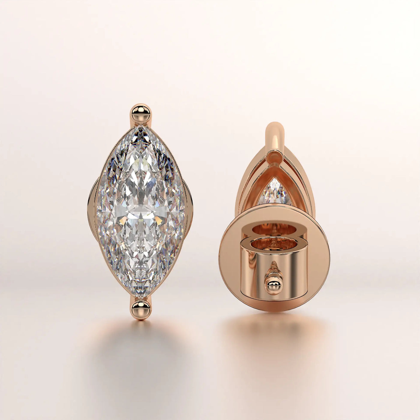 earring stud diamond rose gold base classic