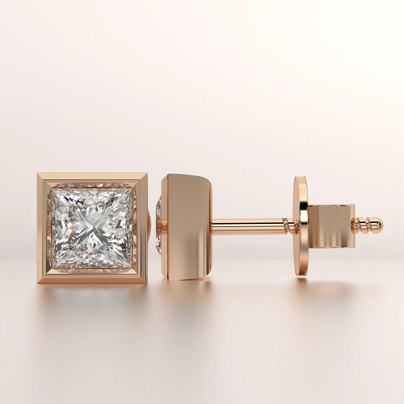 earring stud diamond rose gold base front