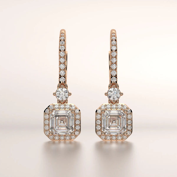 earrings diamond diamond rose gold base front