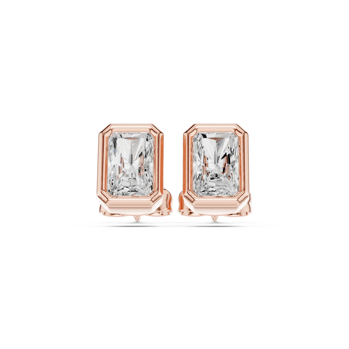 Radiant Cut Bezel Lab Grown Diamond Stud Earrings