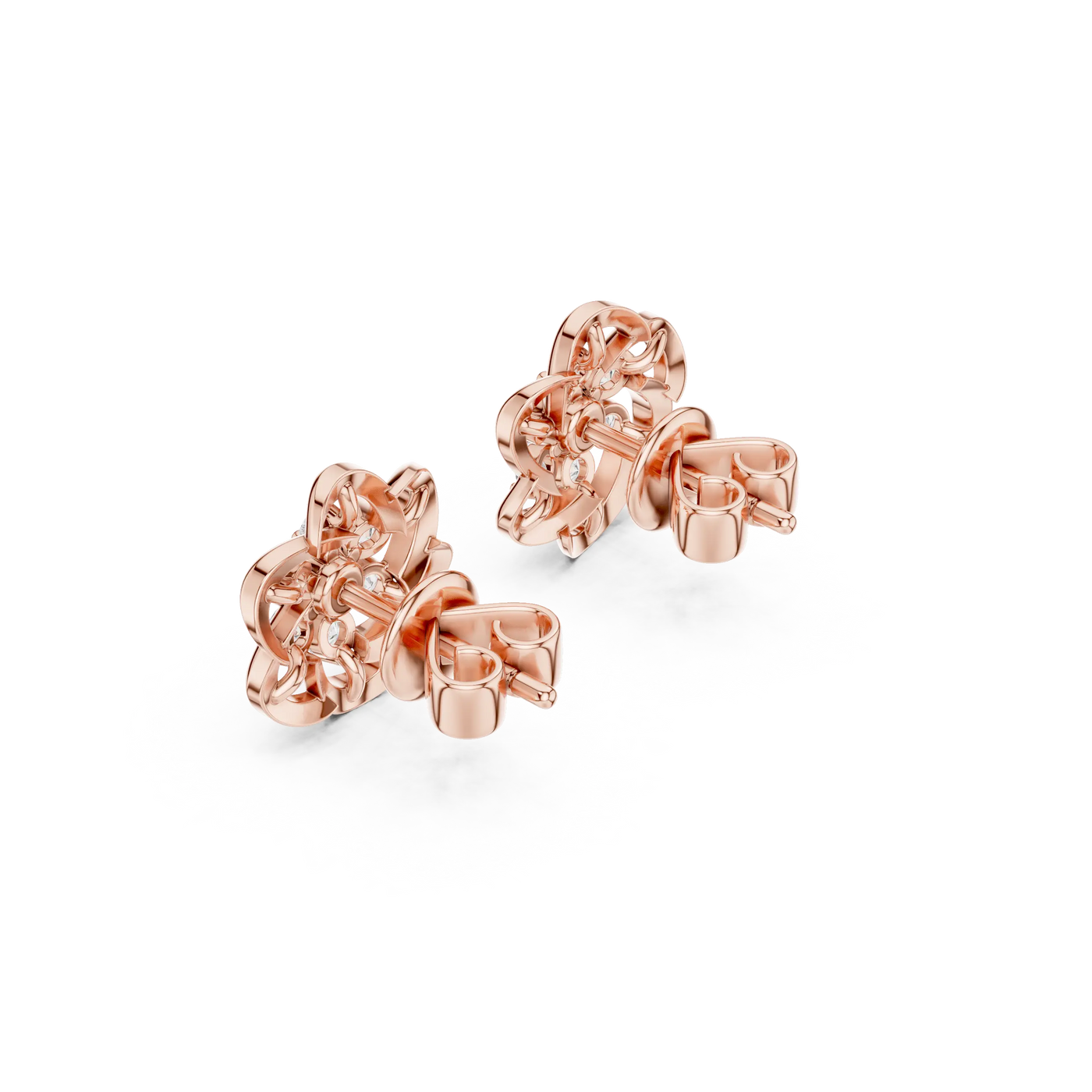 Pair Shot: Round Diamond Earrings with Prong Setting in 14k Rose Gold - Lab Grown - Driona Jewels