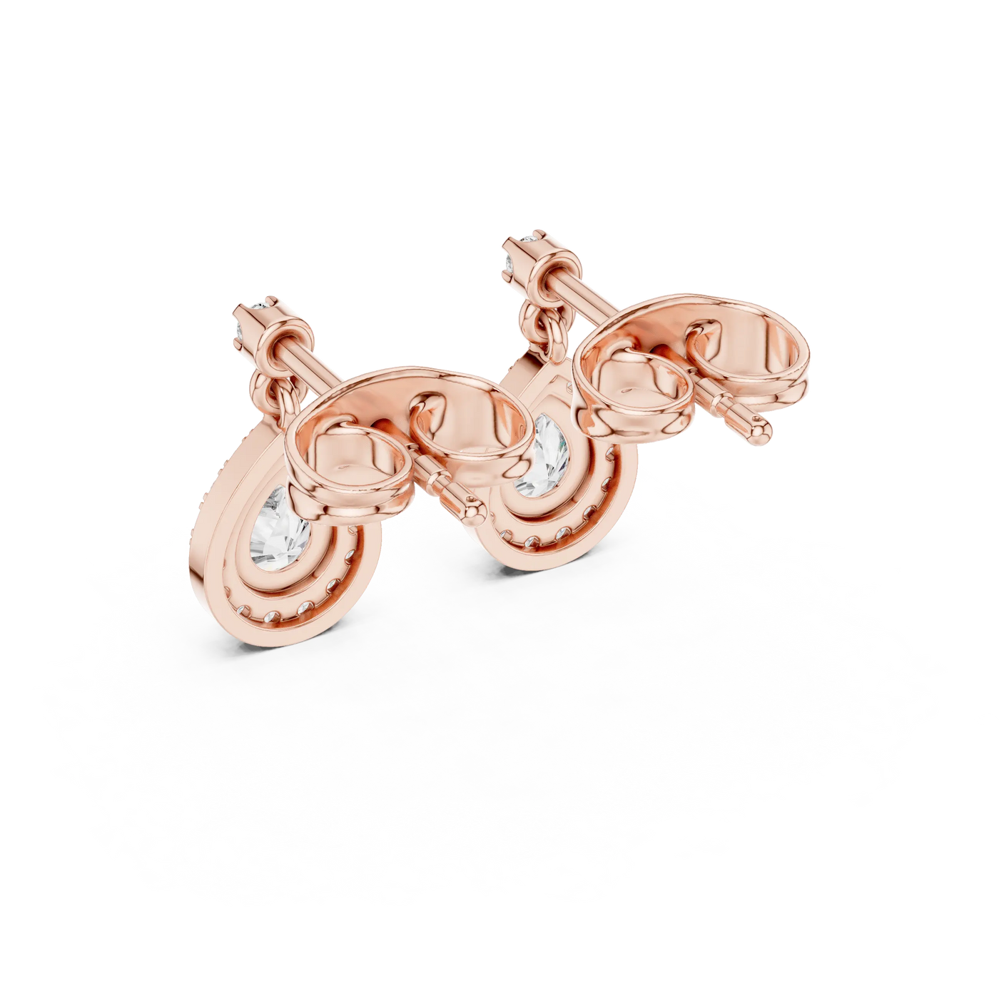 Pair Shot: Round Diamond Earrings with Prong Setting in 14k Rose Gold - Lab Grown - Driona Jewels