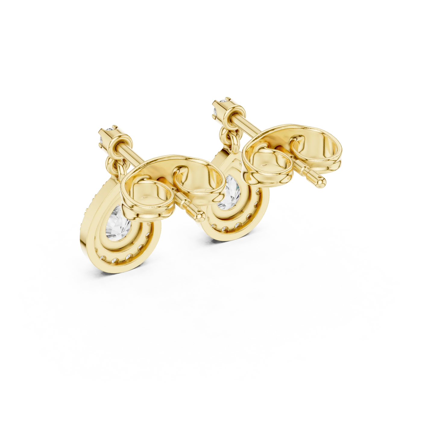 Pair Shot: Round Diamond Earrings with Prong Setting in 14k Yellow Gold - Lab Grown - Driona Jewels