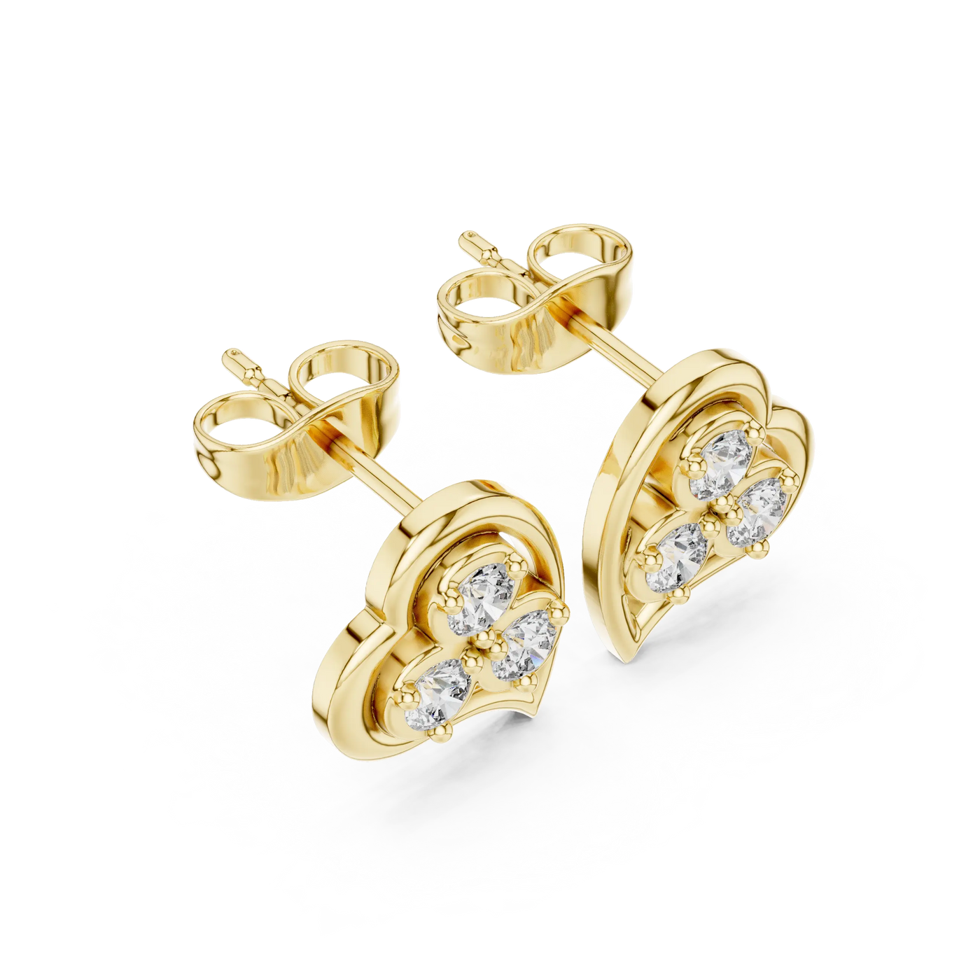 Pair Shot: Round Diamond Earrings with Prong Setting in 14k Yellow Gold - Lab Grown - Driona Jewels