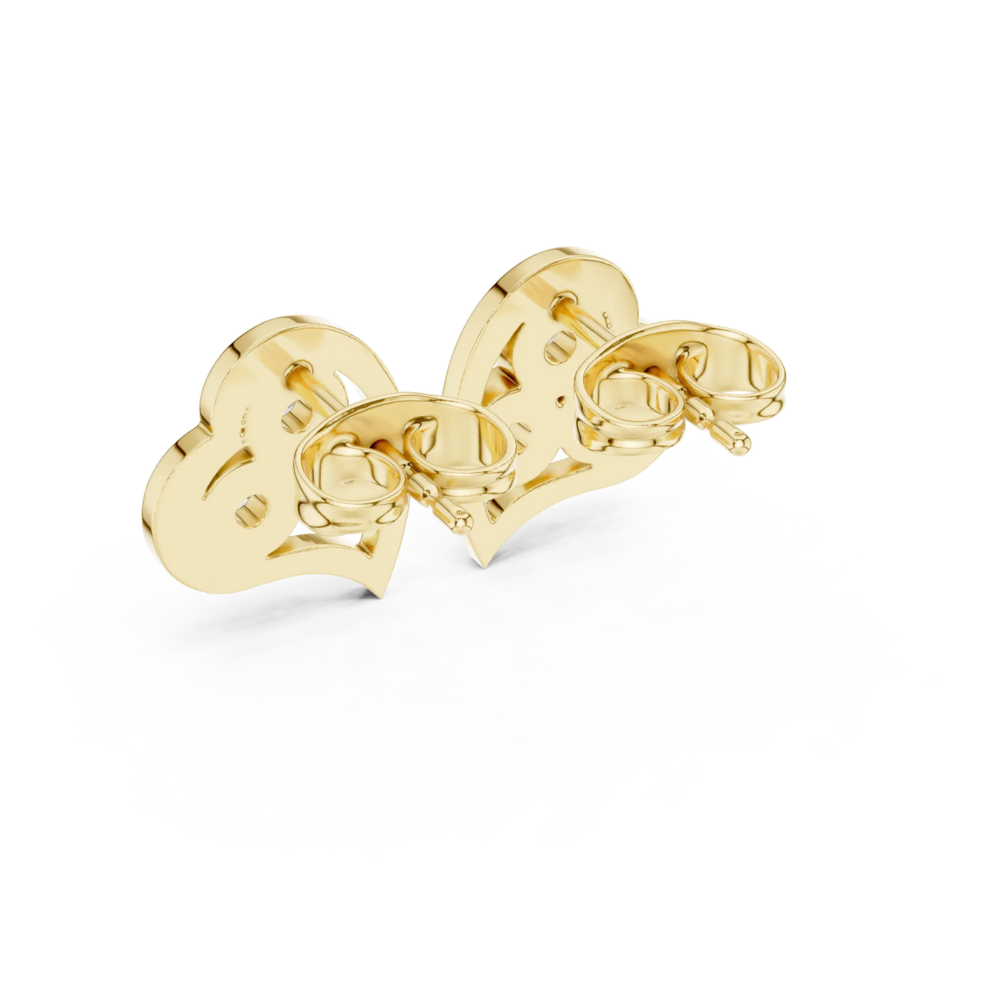 Back-View: Round Diamond Earrings with Stud Setting in 14k Yellow Gold - Lab Grown - Driona Jewels