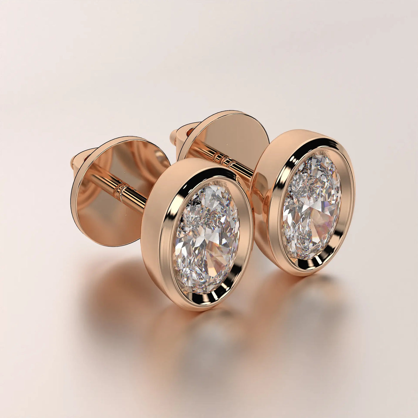 earrings stud diamond rose gold base angled