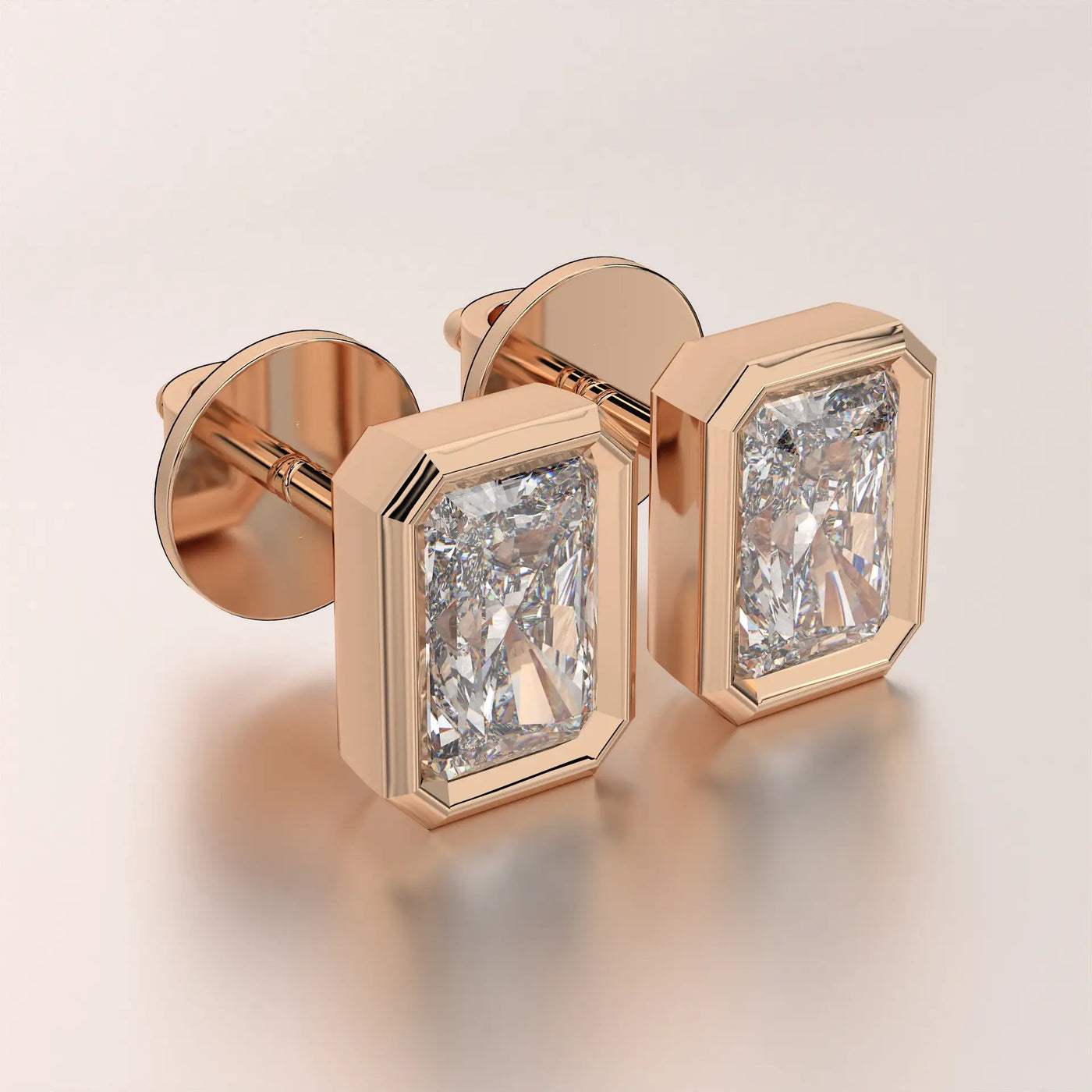 earrings stud diamond rose gold base classic
