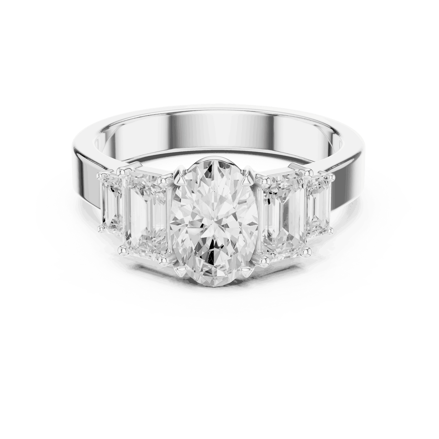 Emerald Diamond Three Stone Baguette Engagement Ring Rose Gold 18K | Lab Grown | Driona Jewels