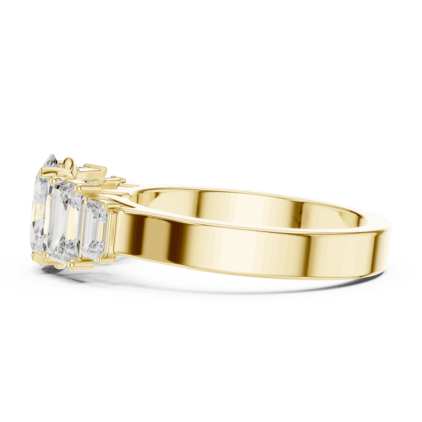 Emerald Diamond Three Stone Baguette Engagement Ring Rose Gold 18K | Lab Grown | Driona Jewels