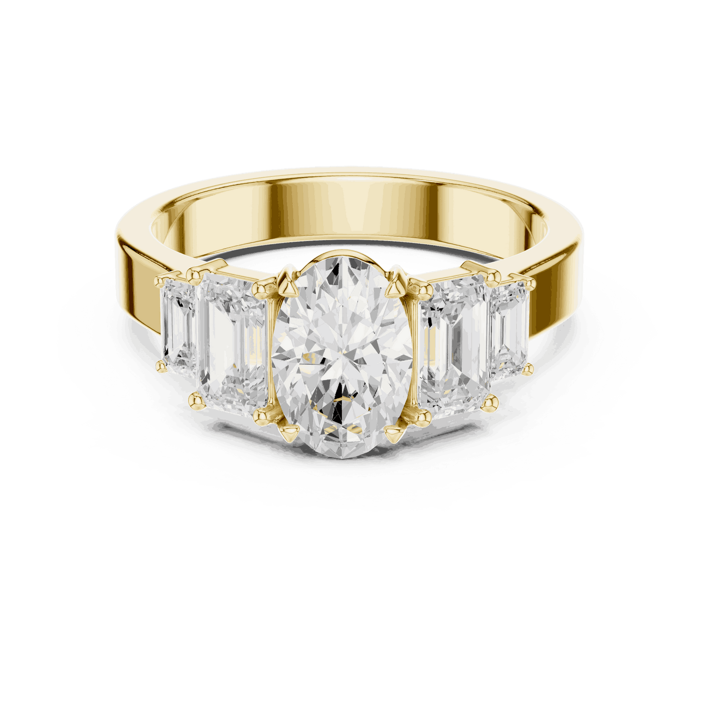 Emerald Diamond Three Stone Baguette Engagement Ring Rose Gold 18K | Lab Grown | Driona Jewels