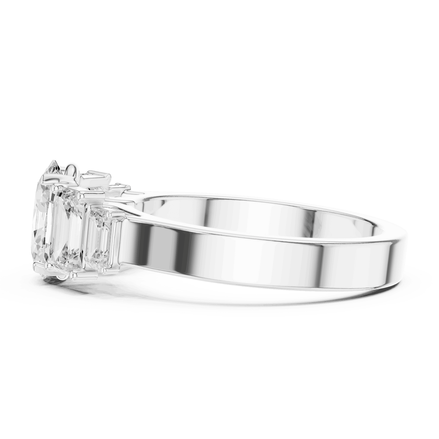 Emerald Diamond Three Stone Baguette Engagement Ring Rose Gold 18K | Lab Grown | Driona Jewels
