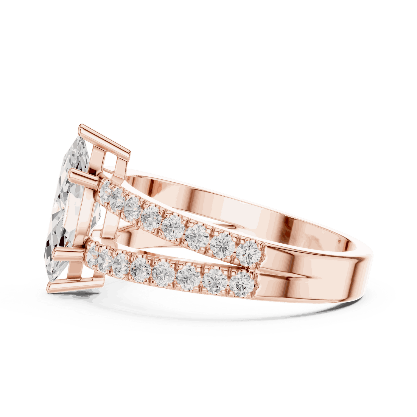 Marquise Lab Grown Diamond Ring with Split Pave Band
