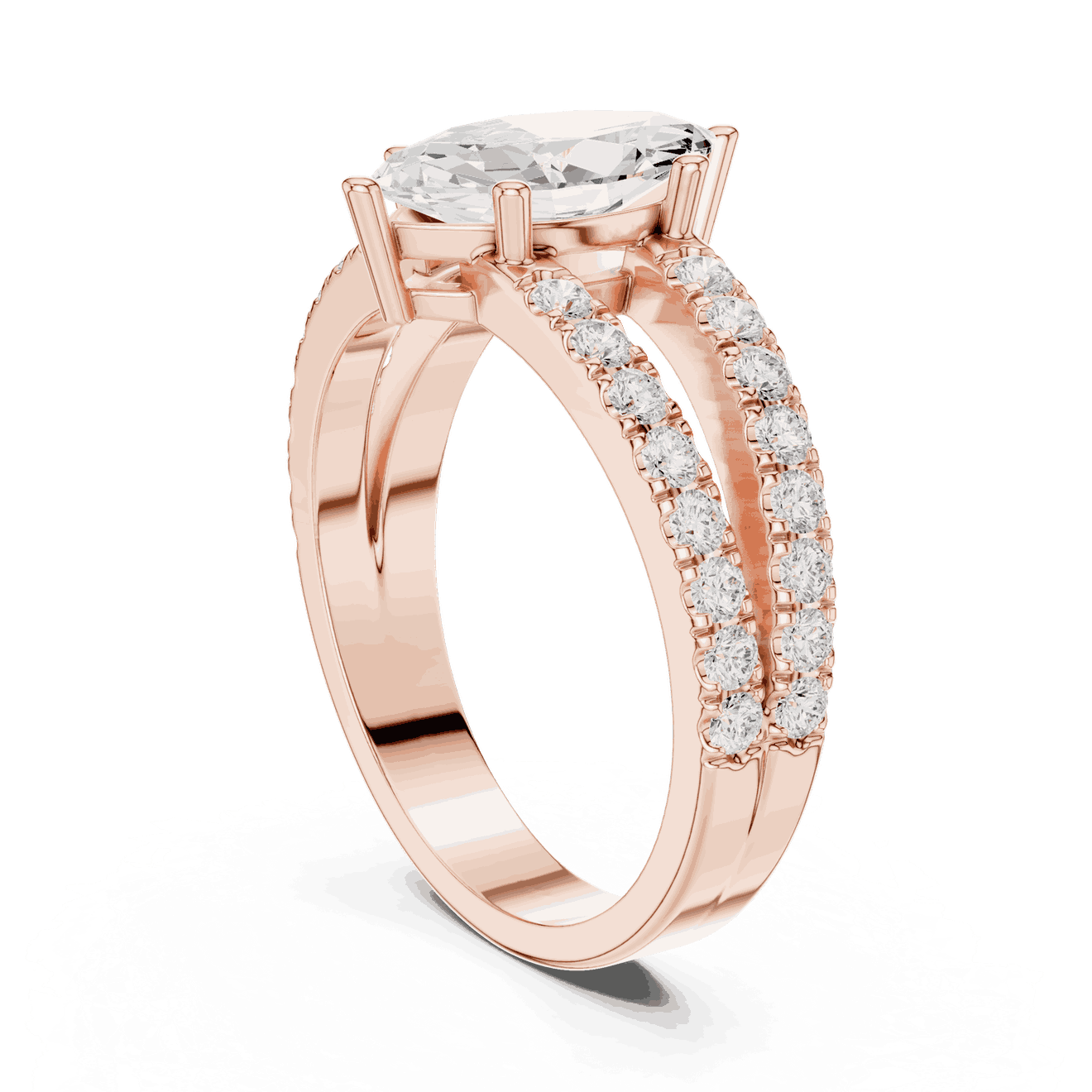 Marquise Lab Grown Diamond Ring with Split Pave Band